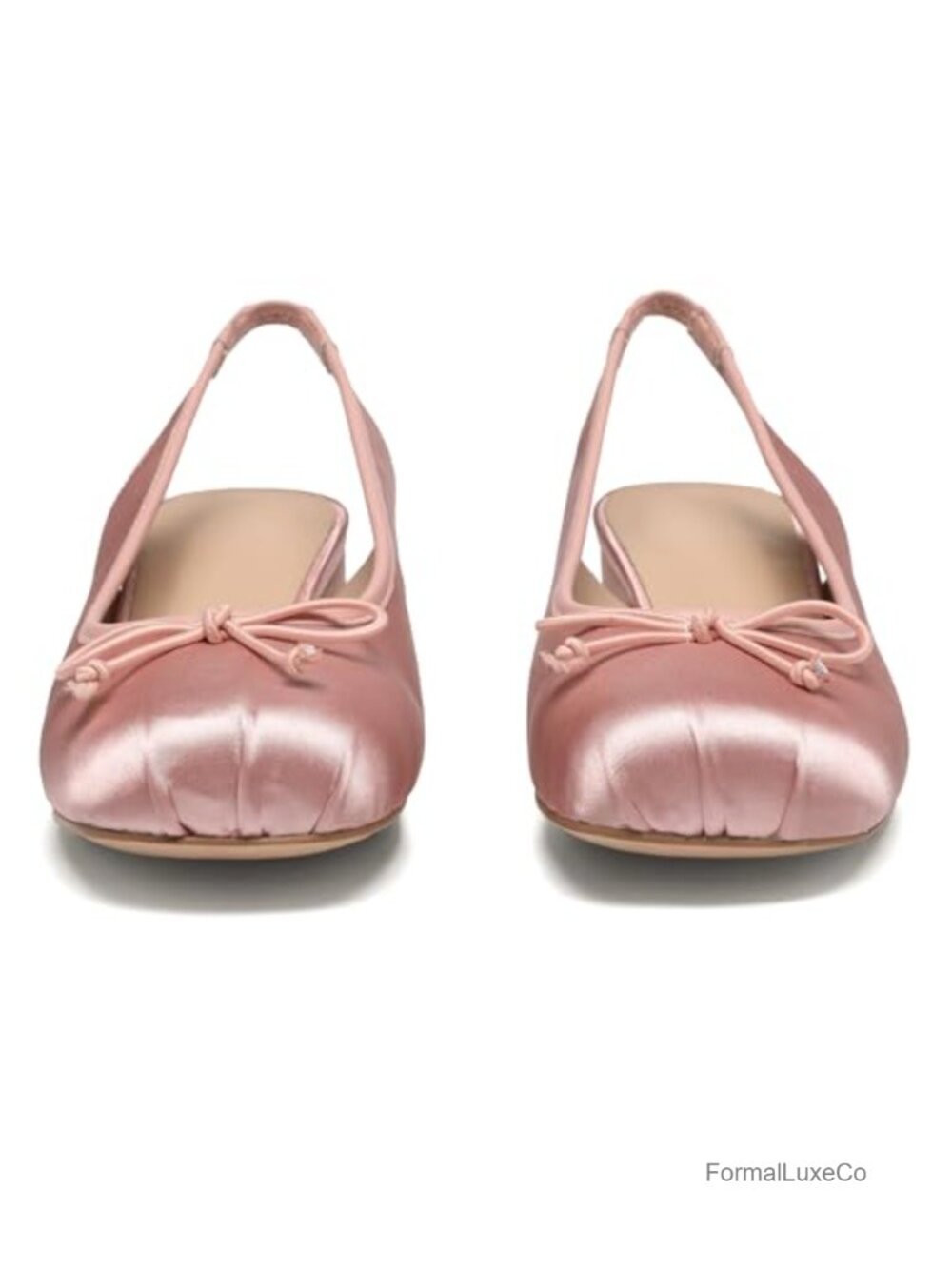 Cute Bow Square Toe Low Chunky Heel Slingback Mary Jane Pumps Elastic Strap - Picture 3 of 6
